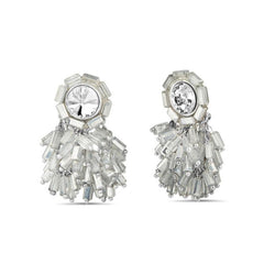 Badgley Mischka Hand-Beaded Bugle Bead Cluster Fringe Earrings | Women Fashion Jewelry