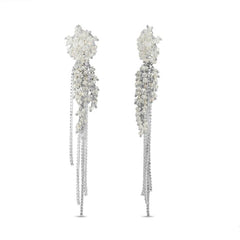Badgley Mischka Hand-Beaded Crystal Cluster Fringe Earring | Women Fashion Jewelry