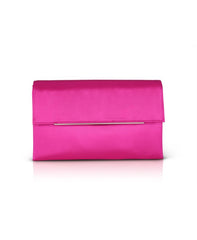 Badgley Mischka Harper Satin Envelope Clutch With Bar Hot Pink | Women Evening Bags