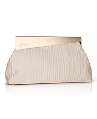 Badgley Mischka Haven Textural Satin Asymmetric Frame Champagne | Women Evening Bags