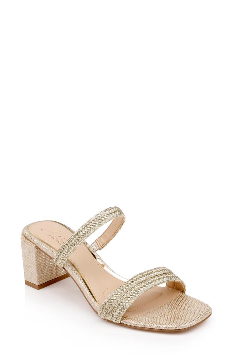 Badgley Mischka Heat Textured Block Heel Mule Gold | Women Block Heels
