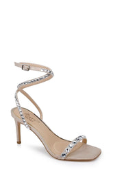 Badgley Mischka Hosana Sexy Stiletto With Gemstone-Studded Wraparound Strap Black | Women Stiletto
