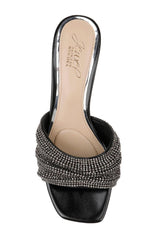 Badgley Mischka Humor Crystal Mules With Kitten Heel Black | Women Kitten Heel