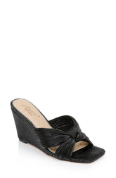 Badgley Mischka Hype Pleated Wedge Mule Black | Women Wedge