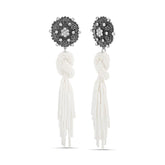 Badgley Mischka Intricate Post Earrings With Knotted Seed Bead Tassel | Women Fashion Jewelry