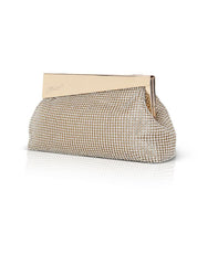 Badgley Mischka Ivy Asymmetrical Crystal Pouch Clutch Gold | Women Evening Bags