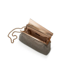 Badgley Mischka Ivy Asymmetrical Crystal Pouch Clutch Gold | Women Evening Bags