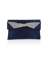 Badgley Mischka Jasmine Satin Envelope Clutch With Crystal Twist Accent Navy | Women Evening Bags