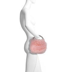 Badgley Mischka Jazzie Tulle Layered Ruffle Pouch Clutch Blush | Women Evening Bags