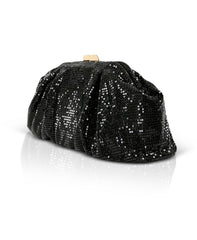 Badgley Mischka Jordan Metal Pleated Mesh Pouch Clutch Gold | Women Evening Bags