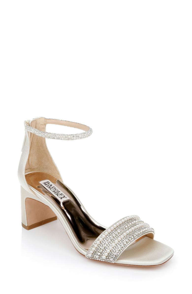 Badgley Mischka Kameryn Open-Toe Block Heel Ivory | Women Block Heels