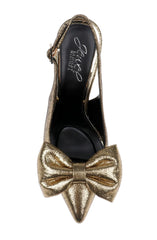 Badgley Mischka Kourtnay Stiletto Slingback With Large Bow Black | Women Stiletto