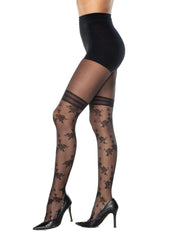 Badgley Mischka Lola Floral “Thigh High” Tights With Control Top | Women Hosiery