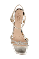 Badgley Mischka Maci Metallic Sandal With Rhinestone Knot Detail Blue | Women Best Sellers