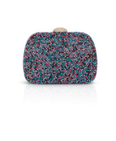 Badgley Mischka Maria Multi Color Jewel Tone Crystal Minaudiere Black Multi | Women Evening Bags