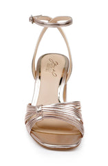 Badgley Mischka Michelle Metallic Strappy Block Heels Gold | Women Block Heels