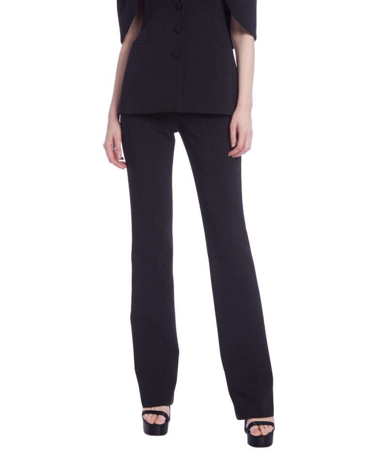 Badgley Mischka Mid Rise Crepe Fitted Pants Black | Women Suits