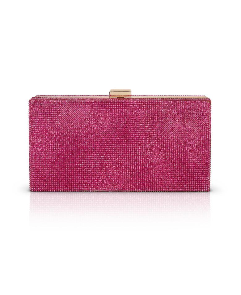 Badgley Mischka Mila Allover Crystal Box Clutch Hot Pink | Women Evening Bags