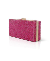 Badgley Mischka Mila Allover Crystal Box Clutch Hot Pink | Women Evening Bags