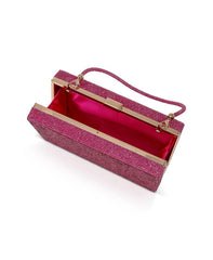 Badgley Mischka Mila Allover Crystal Box Clutch Hot Pink | Women Evening Bags