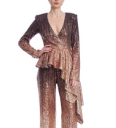Badgley Mischka Ombre Sequin Peplum Jacket Bronze Multi | Women Suits