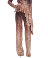 Badgley Mischka Ombre Sequin Wide-Leg Pants Bronze Multi | Women Suits