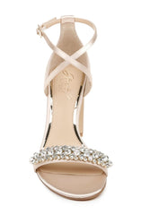 Badgley Mischka Penny Crystal Embellished Block Heel Black | Women Block Heels