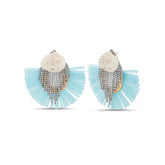 Badgley Mischka Raffia And Crystal Earrings With Shell | Women Fashion Jewelry
