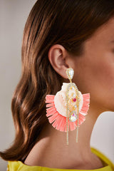 Badgley Mischka Raffia Gemstone Drop Earrings With Shell | Women Fashion Jewelry