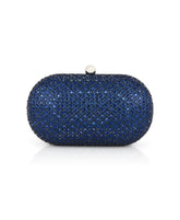 Badgley Mischka Reign Crystal Oval Minaudière Navy | Women Evening Bags