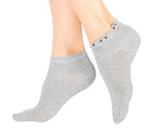 Badgley Mischka Rhinestone And Lurex Embellished Cuff Cotton Low Cut Socks Black | Women Hosiery