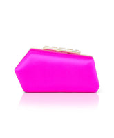 Badgley Mischka Riley Satin Minaudiere With Crystal Bar Clasp Neon Pink | Women Evening Bags