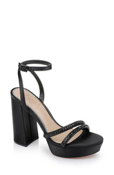 Badgley Mischka Rochel Platform Block Heel With Gemstone Embellished Straps Black | Women Best Sellers