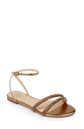 Badgley Mischka Roslyn Metallic Flat Sandal With Crystals Bronze | Women Flats