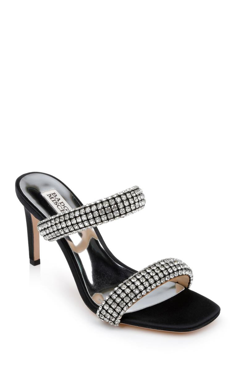 Badgley Mischka Sade Jeweled Double-Band Stiletto Black | Women Stiletto