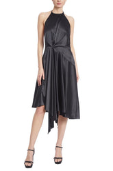 Badgley Mischka Satin Backless Dress With High-Low Skirt Black | Women Cocktail