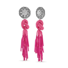 Badgley Mischka Seed Bead Earrings With Knotted Tassel Blue | Women Fashion Jewelry