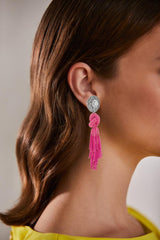 Badgley Mischka Seed Bead Earrings With Knotted Tassel Blue | Women Fashion Jewelry