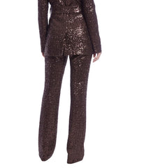 Badgley Mischka Side Zip Line Sequin Bootcut Pant Brown | Women Cocktail