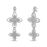 Badgley Mischka Silver 2 Flower Drop Earring | Women Fashion Jewelry