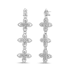 Badgley Mischka Silver 3 Flower Drop Earring | Women Fashion Jewelry