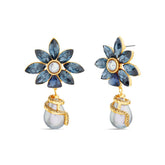 Badgley Mischka Snake Wrapped Pearl Drop Earring Blue | Women Fashion Jewelry
