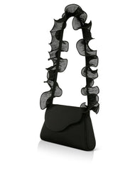 Badgley Mischka Sophia Ruffle Strap Shoulder Bag Black | Women Evening Bags