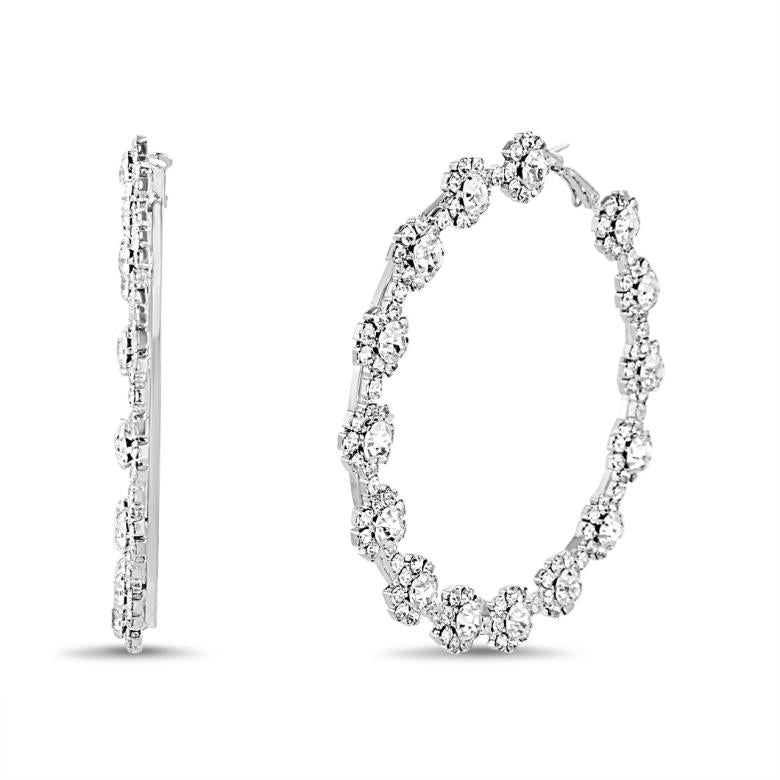 Badgley Mischka Statement Floral Stone Hoop Earrings | Women Fashion Jewelry