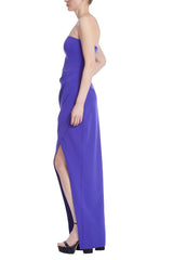 Badgley Mischka Strapless Column Gown With High Slit Purple | Women Gowns