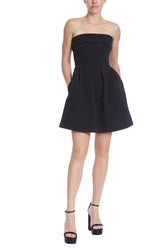 Badgley Mischka Strapless Mini With Pleated Flare Skirt Black | Women Best Sellers
