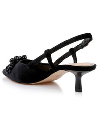 Badgley Mischka Tabitha Velvet Slingback Kitten Heels Black Velvet | Women Kitten Heel