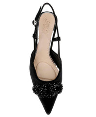 Badgley Mischka Tabitha Velvet Slingback Kitten Heels Black Velvet | Women Kitten Heel