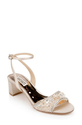 Badgley Mischka Taylin Low Glamour Sandal Pearl Nude | Women Block Heels