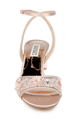 Badgley Mischka Taylin Low Glamour Sandal Pearl Nude | Women Block Heels